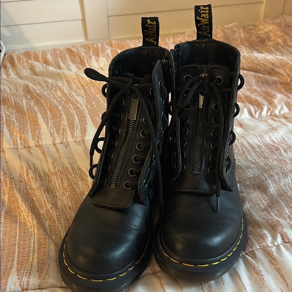 Doc Martens Black Leather Lace-Up Boots